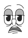 Dissatisfied bored comic face emoticon Royalty Free Stock Photo