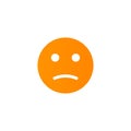 Dissatisfied emoji anthropomorphic face. Orange smile isolated on a white background.