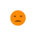 Dissatisfied emotion anthropomorphic face. Orange smile isolated on a white background.