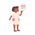 Dissatisfied little girl point finger to something, cartoon vector on white