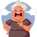 Angry Middle Age Woman Pointing Finger Vector Illustration