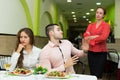 Dissatisfied visitors in restaurant