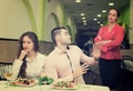 Dissatisfied visitors in restaurant