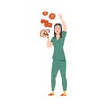 Dissatisfied Woman Medical Worker Protesting Holding Megaphone Defending Her Rights Vector Illustration