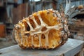 Dissected pineapple revealing unique bone-like structure and textures Royalty Free Stock Photo