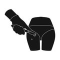 Dissection of a boil on the buttock of a man. Surgery single icon in black style vector symbol stock illustration web.