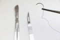 Dissection Kit - Absorbable suture, polyglycolic acid. Surgery operation equipment, knife, needle and suture