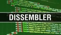 Dissembler concept illustration using code for developing programs and app. Dissembler website code with colourful tags in browser