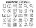Dissertation Icon Set Vector Collection for Academic Final Papers Scholarly Research Thesis Royalty Free Stock Photo