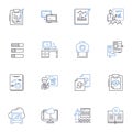 Dissertation line icons collection. Research, Thesis, Writing, Analysis, Literature review, Methodology, Proposal vector