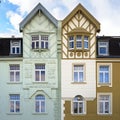 Dissimilar twins, beautifully renovated gruenderzeit houses Royalty Free Stock Photo