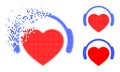 Dissipated Dotted Romantic Heart DJ Icon with Halftone Version