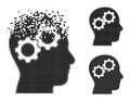 Dissipated and Halftone Pixelated Brain Gears Glyph