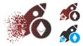 Dissipated Pixel Halftone Ethereum Rocket Icon