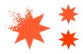 Dissipated Pixelated Eight Pointed Star Icon with Halftone Version