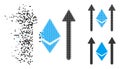 Dissipated Pixelated Halftone Ethereum Crystal Send Arrows Icon