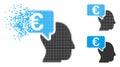 Dissipated Pixelated Halftone Euro Businessman Idea Icon