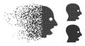 Dissipated Pixelated Halftone Shouting Head Icon