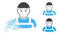 Dissipated Pixelated Halftone Worker Icon with Face