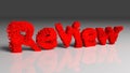 Dissolve animation of REVIEW word in red