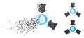 Dissolved Dotted Halftone Bitcoin Collect Arrows Icon