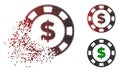 Dissolved Dotted Halftone Dollar Casino Chip Icon