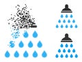 Dissolved and Halftone Pixelated Shower Icon