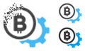 Dissolved Pixel Halftone Bitcoin Options Cog Icon