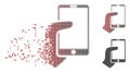 Dissolved Pixel Halftone Hand Hold Smartphone Icon