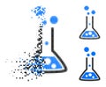 Dissolved Pixelated Reaction Flask Icon with Halftone Version