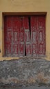 dissolved red window, Itea, Greece Royalty Free Stock Photo