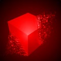 Dissolving cube shape. red version.