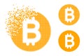 Dissolving Dot Bitcoin Gold Coin Icon with Halftone Version