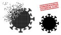 Dissolving Dotted Contagious Virus Icon and Scratched Coronavirus Outbreak Alert Stamp