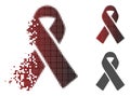 Dissolving Dotted Halftone Mourning Ribbon Icon