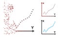 Dissolving Pixel Halftone Dotted Function Plot Icon