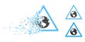 Dissolving Pixelated Halftone Earth Warning Icon