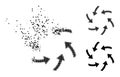 Dissolved and Halftone Pixelated Swirl Arrows Glyph