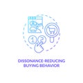 Dissonance-reducing buying behavior concept icon