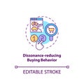 Dissonance-reducing buying behavior concept icon