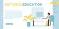 Distance children education online landing page Royalty Free Stock Photo