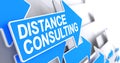 Distance Consulting - Inscription on Blue Pointer. 3D. Royalty Free Stock Photo