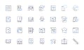 distance coursework line icons collection. Online, Virtual, Remote, Web-based, E-learning, Internet, Distance vector and