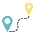 Distance flat icon, navigation route, map pointer