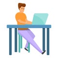 Distance home working icon, cartoon style