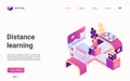 Distance learning education, online virtual school technology isometric landing page Royalty Free Stock Photo