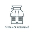 Distance learning line icon, vector. Distance learning outline sign, concept symbol, flat illustration Royalty Free Stock Photo
