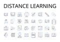 distance learning line icons collection. e-learning, virtual education, online schooling, remote instruction, web-based