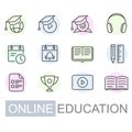 Distance learning and online education icon set - tutorials Royalty Free Stock Photo