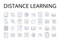 distance learning line icons collection. e-learning, virtual education, online schooling, remote instruction, web-based